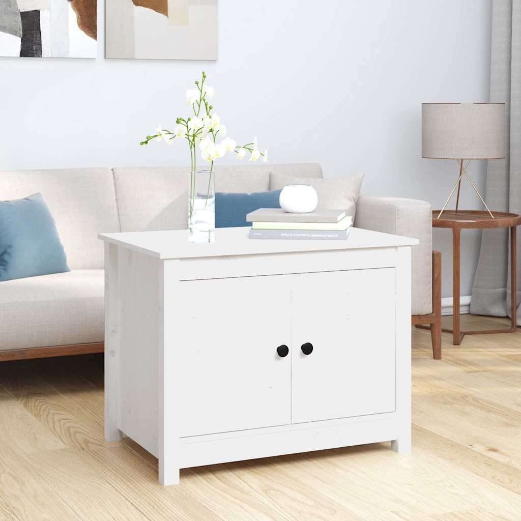 vidaXL Coffee Table White 71x49x55 cm Solid Wood Pine 1