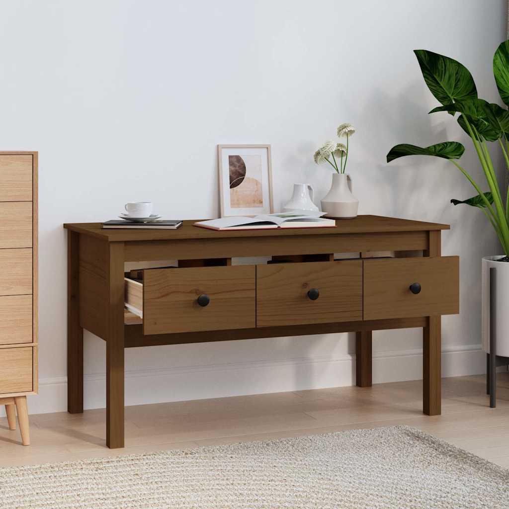 vidaXL Coffee Table Honey Brown 102x49x55 cm Solid Wood Pine 3