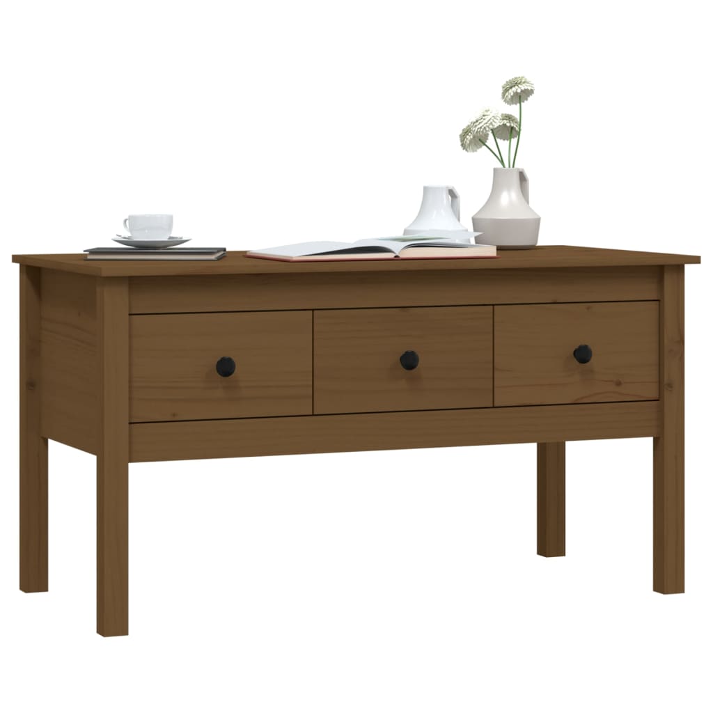vidaXL Coffee Table Honey Brown 102x49x55 cm Solid Wood Pine 4