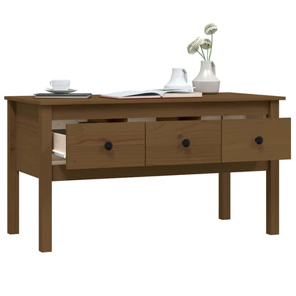 vidaXL Coffee Table Honey Brown 102x49x55 cm Solid Wood Pine 5