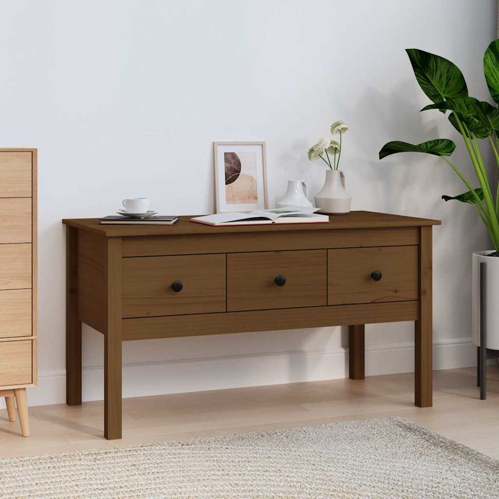 vidaXL Coffee Table Honey Brown 102x49x55 cm Solid Wood Pine 1