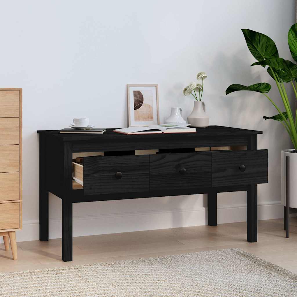 vidaXL Coffee Table Black 102x49x55 cm Solid Wood Pine 3