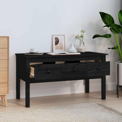 vidaXL Coffee Table Black 102x49x55 cm Solid Wood Pine 3