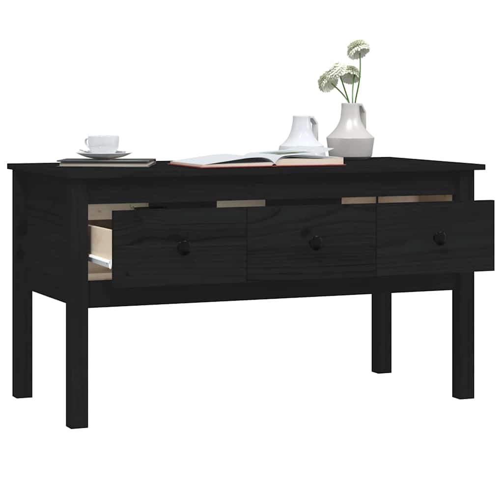 vidaXL Coffee Table Black 102x49x55 cm Solid Wood Pine 5