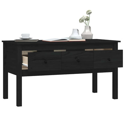 vidaXL Coffee Table Black 102x49x55 cm Solid Wood Pine 5