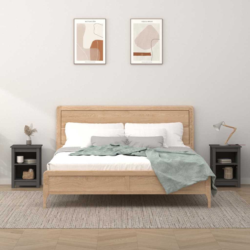 vidaXL Bedside Cabinet | Set of 2 | Grey | Solid pine wood | 40x35x55 cm 1
