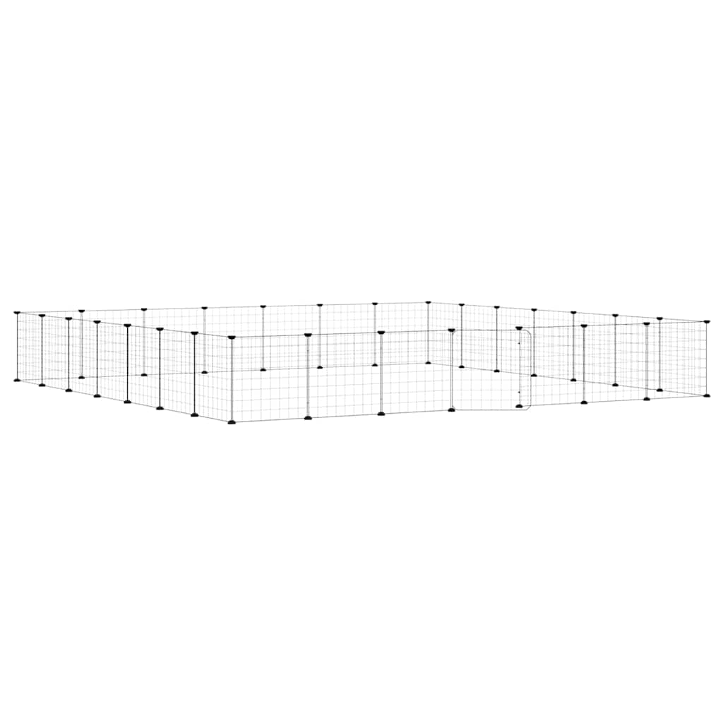 vidaXL 28-Panel Pet Cage with Door Black 245x245x35 cm Steel 2