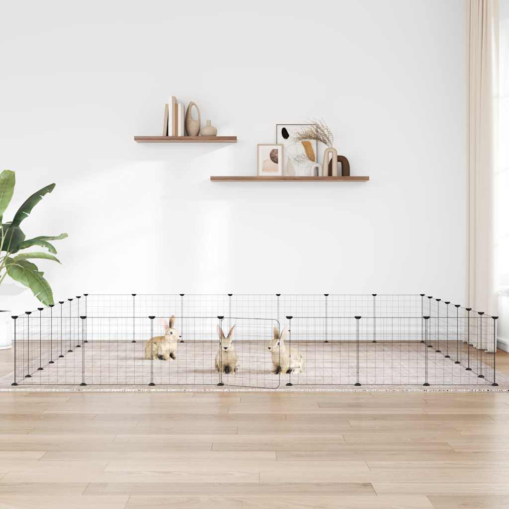 vidaXL 28-Panel Pet Cage with Door Black 245x245x35 cm Steel 1