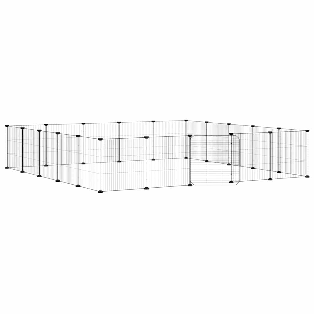 vidaXL 20-Panel Pet Cage with Door Black 35x35 cm Steel 2