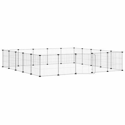 vidaXL 20-Panel Pet Cage with Door Black 35x35 cm Steel 2