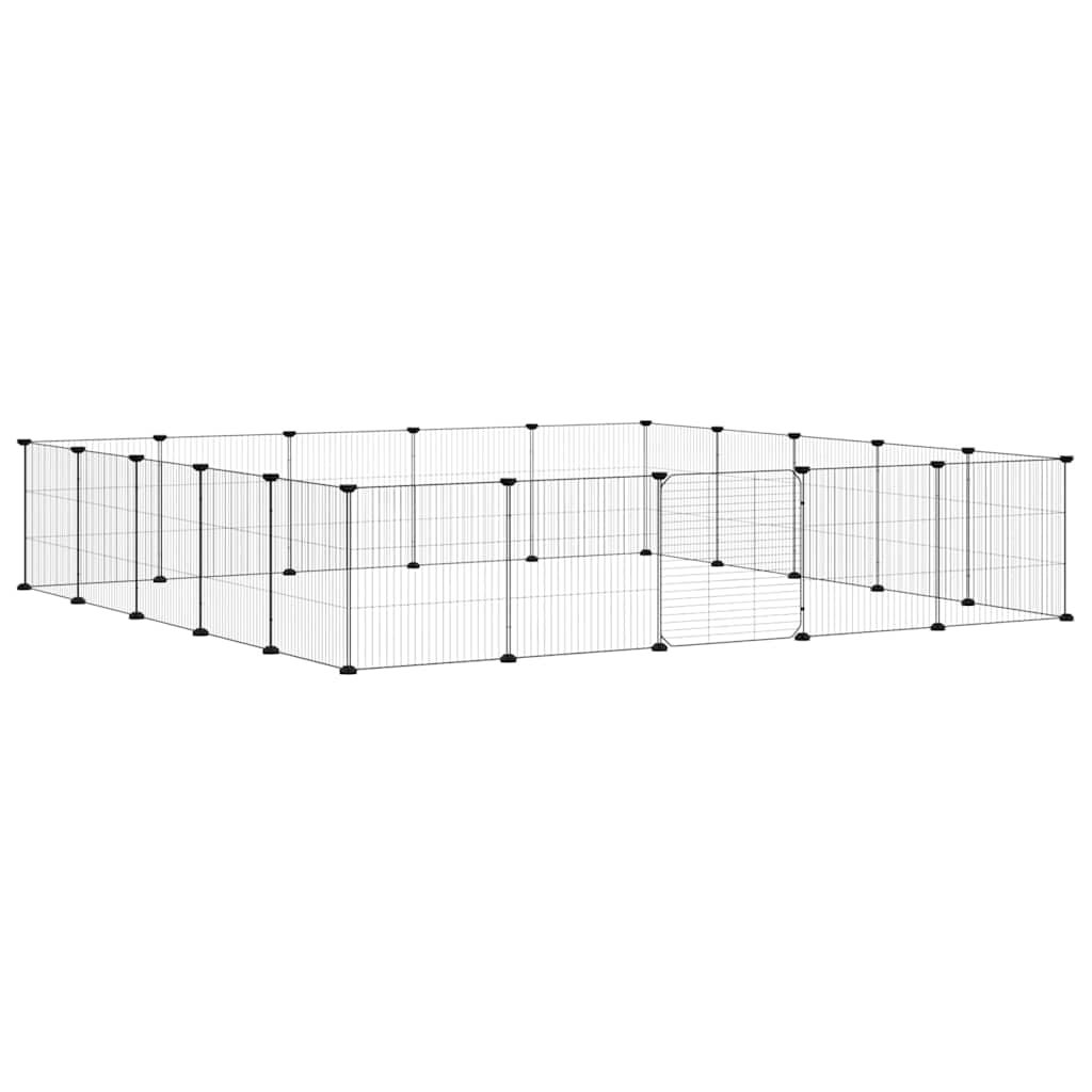 vidaXL 20-Panel Pet Cage with Door Black 35x35 cm Steel 3