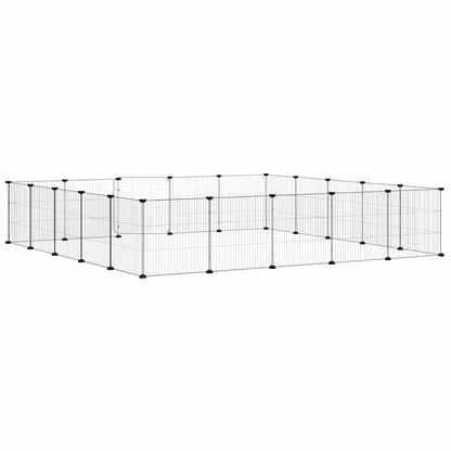 vidaXL 20-Panel Pet Cage with Door Black 35x35 cm Steel 6
