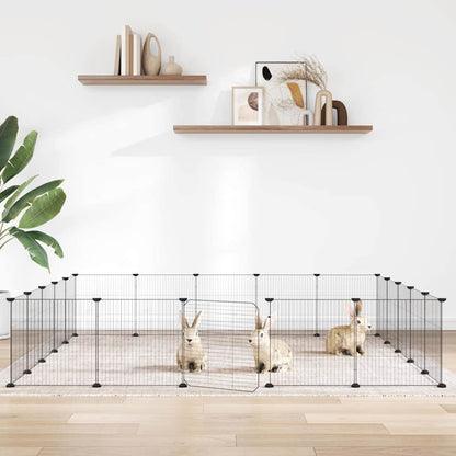 vidaXL 20-Panel Pet Cage with Door Black 35x35 cm Steel 1