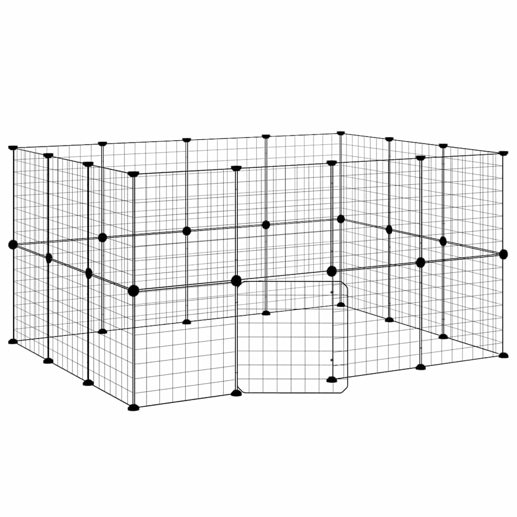 8-Panel Pet Cage Black 35x35x70 cm Steel 4.3 cm 4.3 cm 28-panel with door