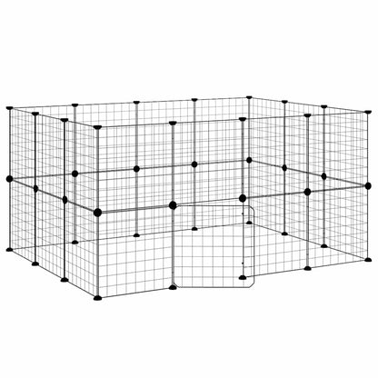 8-Panel Pet Cage Black 35x35x70 cm Steel 4.3 cm 4.3 cm 28-panel with door