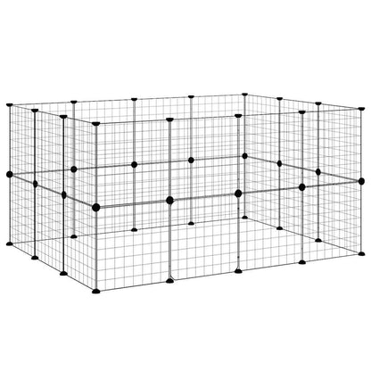 8-Panel Pet Cage Black 35x35x70 cm Steel 4.3 cm 4.3 cm 28-panel with door