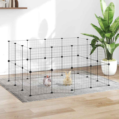 8-Panel Pet Cage Black 35x35x70 cm Steel 4.3 cm 4.3 cm 28-panel with door