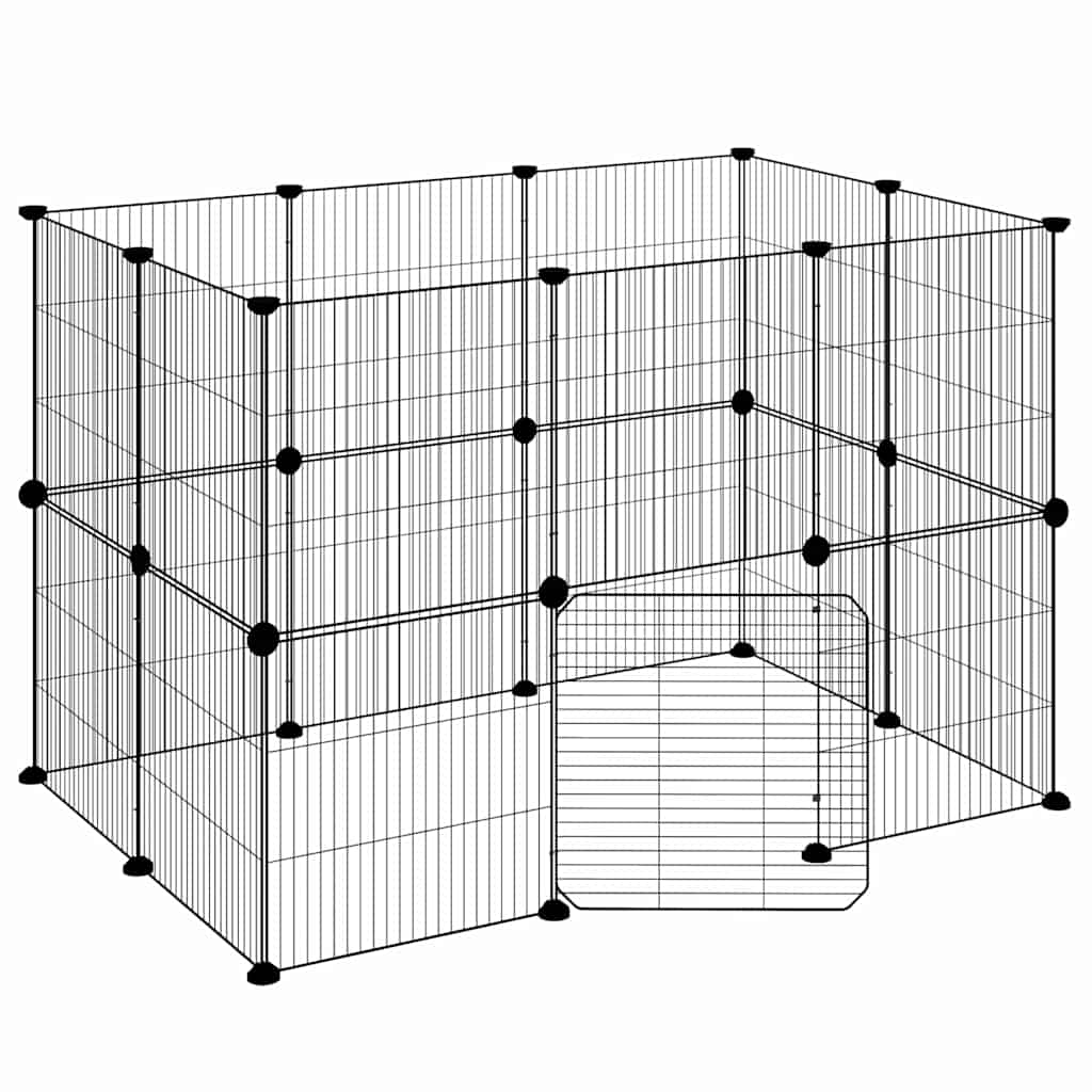 vidaXL 20-Panel Pet Cage with Door Black 105x70x70 cm Steel 2