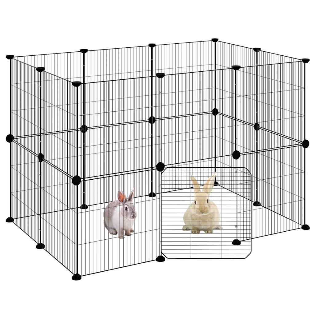 vidaXL 20-Panel Pet Cage with Door Black 105x70x70 cm Steel 3
