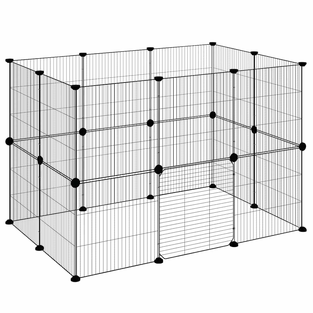vidaXL 20-Panel Pet Cage with Door Black 105x70x70 cm Steel 4