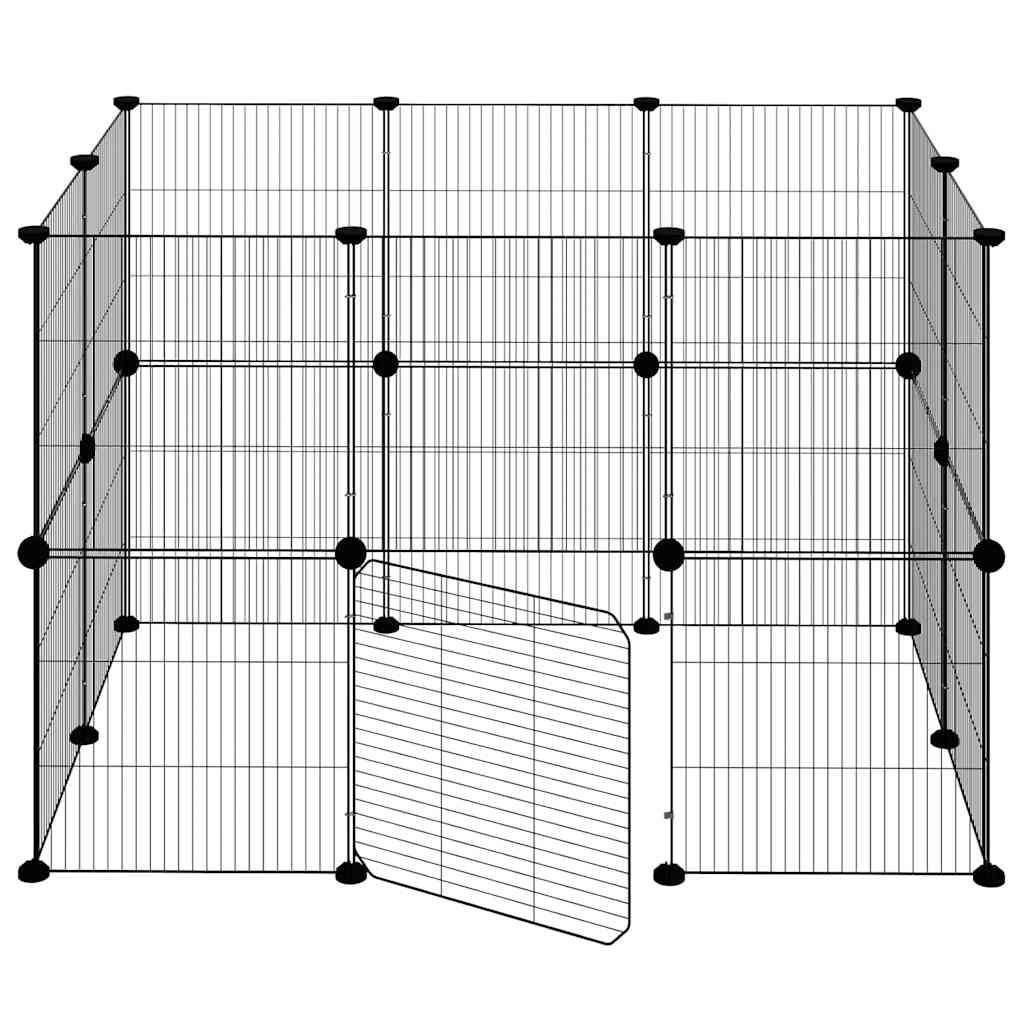 vidaXL 20-Panel Pet Cage with Door Black 105x70x70 cm Steel 5