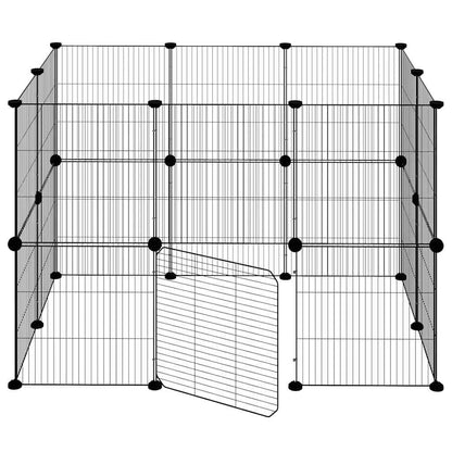 vidaXL 20-Panel Pet Cage with Door Black 105x70x70 cm Steel 5