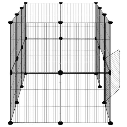 vidaXL 20-Panel Pet Cage with Door Black 105x70x70 cm Steel 6