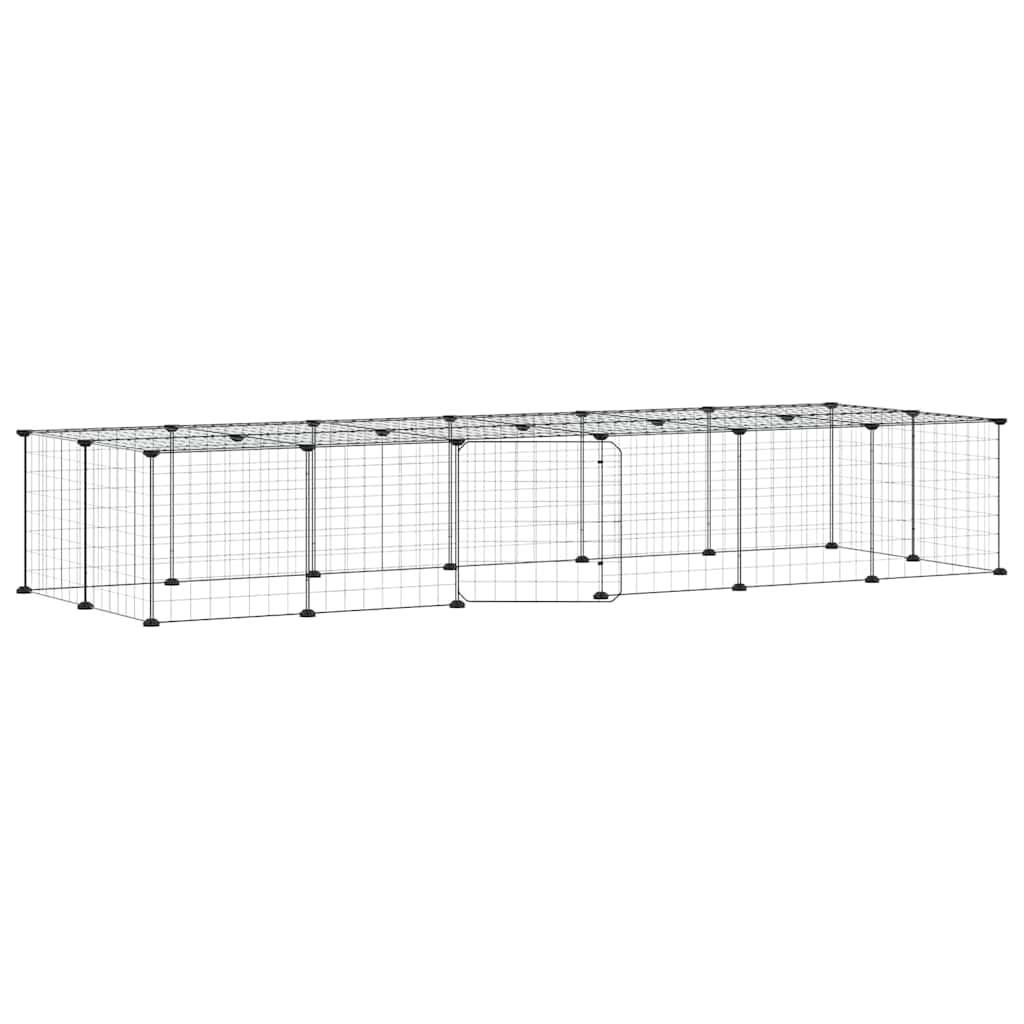 8-Panel Pet Cage Black 70x35x35 cm Steel 4.3 cm 4.3 cm 28-panel with door