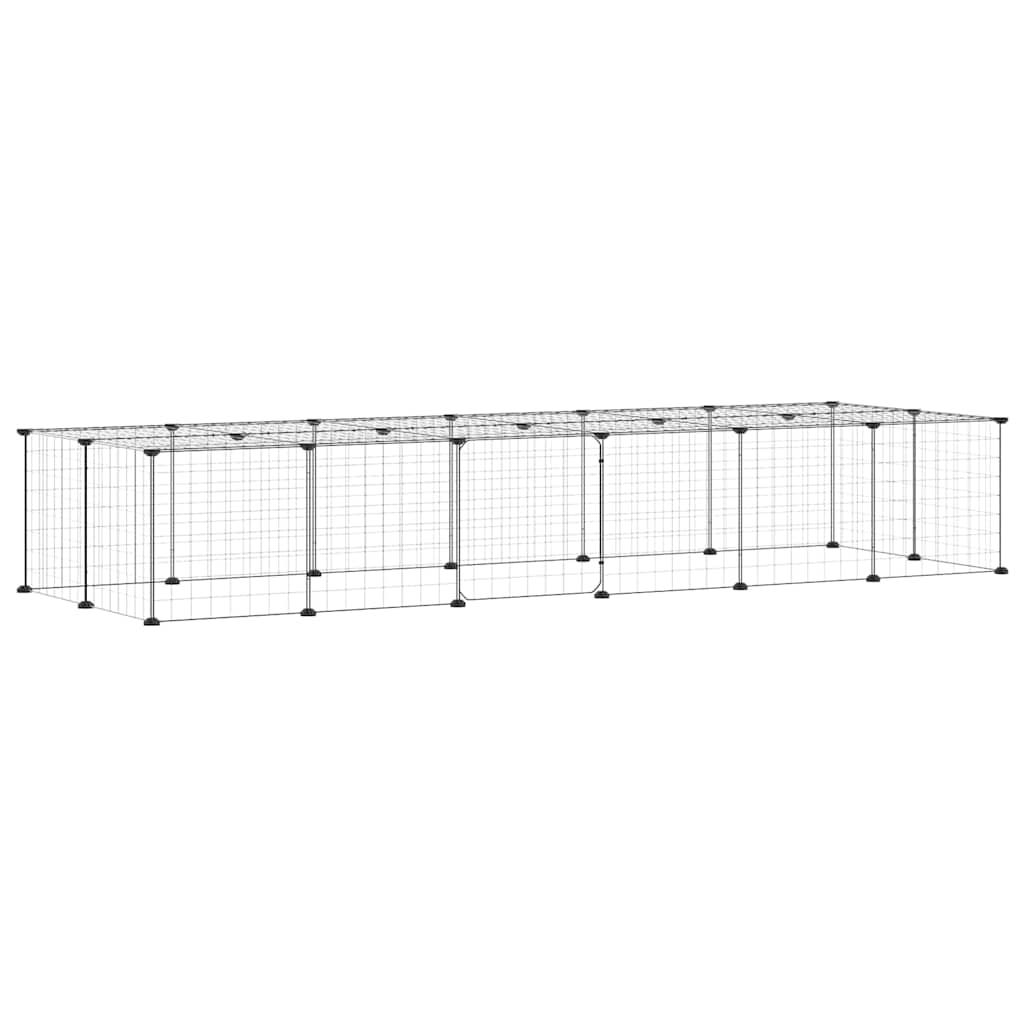 8-Panel Pet Cage Black 70x35x35 cm Steel 4.3 cm 4.3 cm 28-panel with door