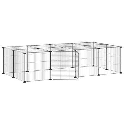vidaXL 20-Panel Pet Cage with Door Black 140x70x35 cm Steel 2