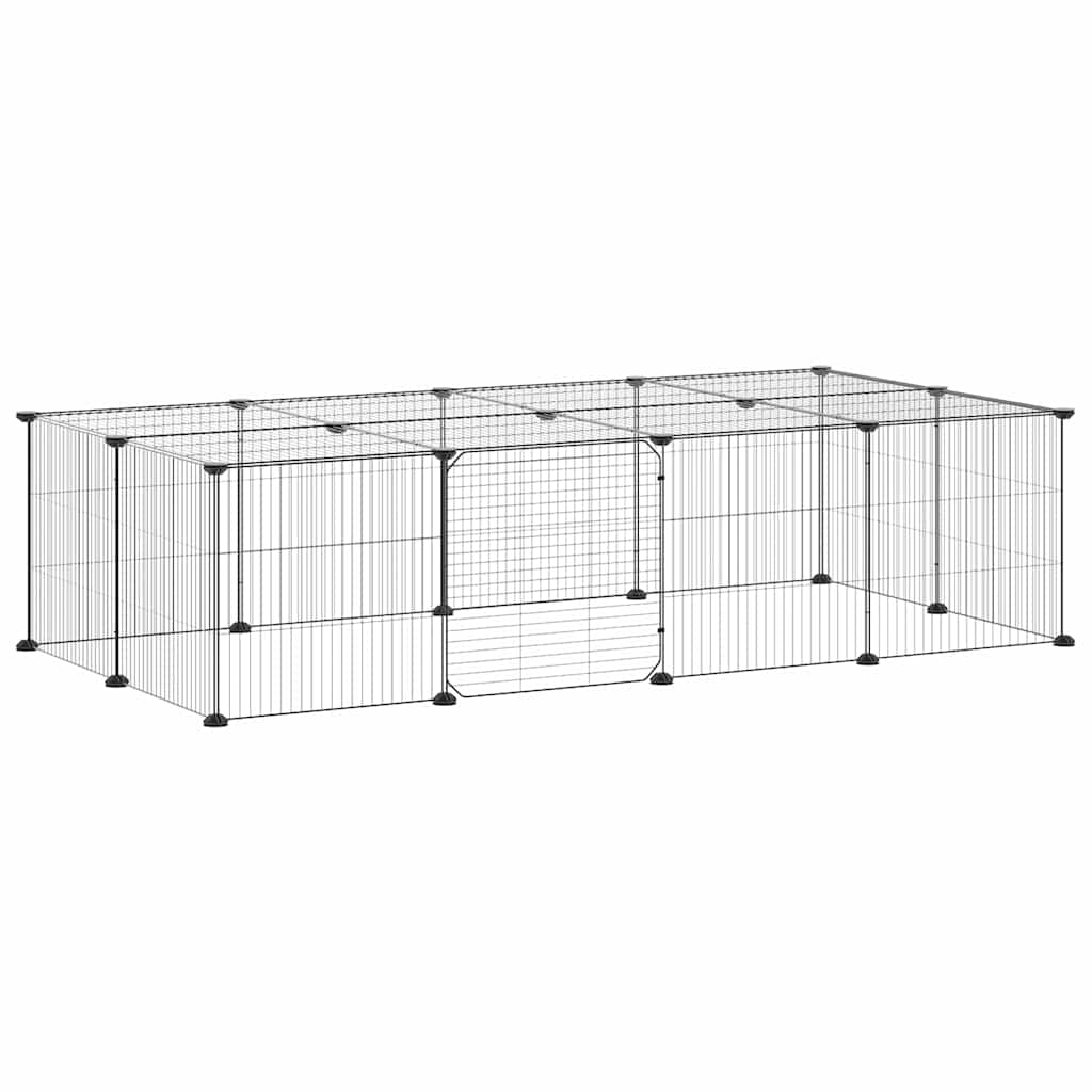 vidaXL 20-Panel Pet Cage with Door Black 140x70x35 cm Steel 3