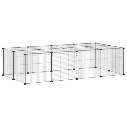 vidaXL 20-Panel Pet Cage with Door Black 140x70x35 cm Steel 3