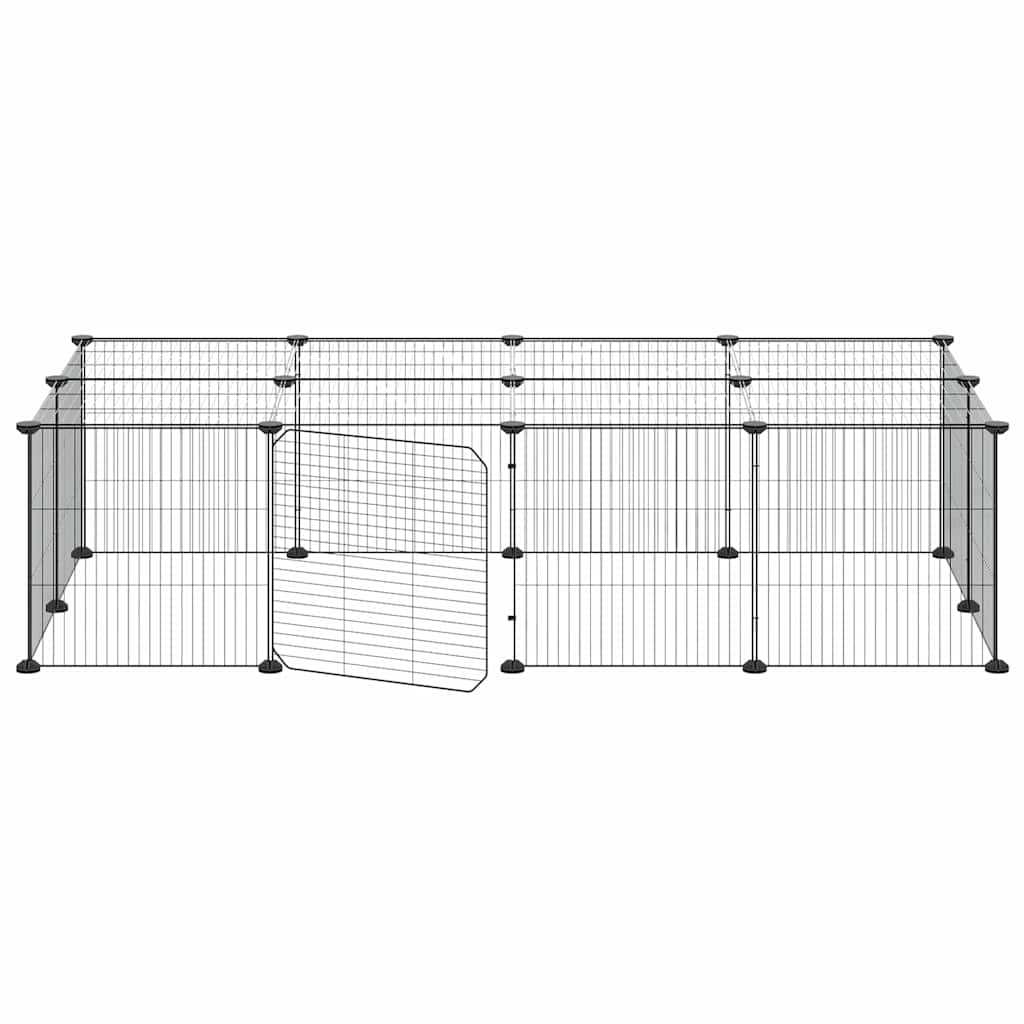 vidaXL 20-Panel Pet Cage with Door Black 140x70x35 cm Steel 4