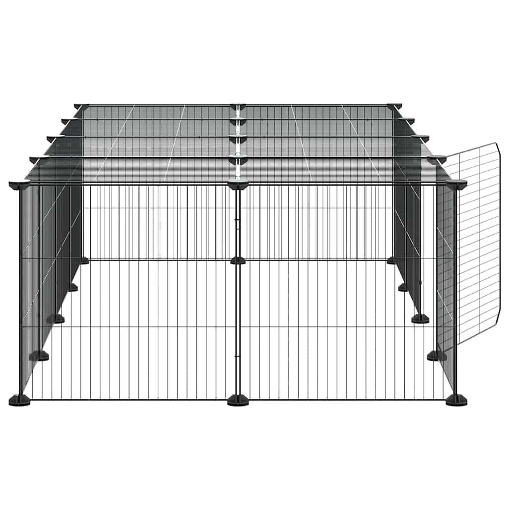 vidaXL 20-Panel Pet Cage with Door Black 140x70x35 cm Steel 5