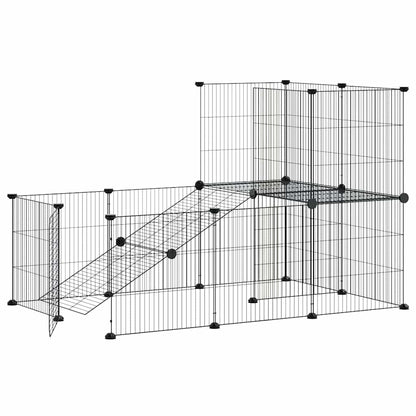 vidaXL 20-Panel Pet Cage with Door Black 105x70x70 cm Steel 3