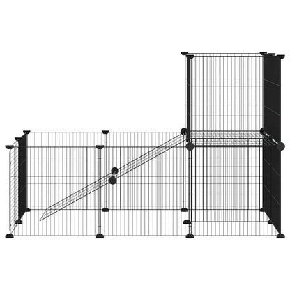 vidaXL 20-Panel Pet Cage with Door Black 105x70x70 cm Steel 4