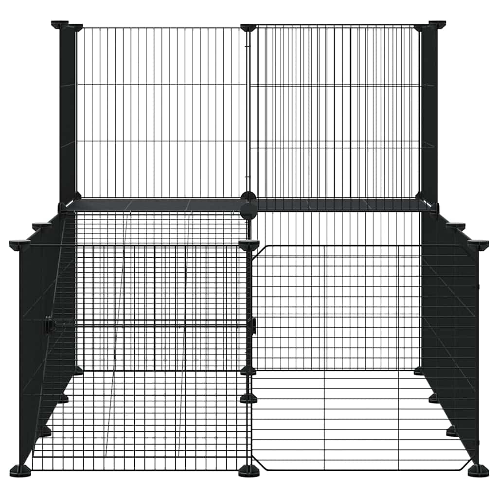vidaXL 20-Panel Pet Cage with Door Black 105x70x70 cm Steel 5