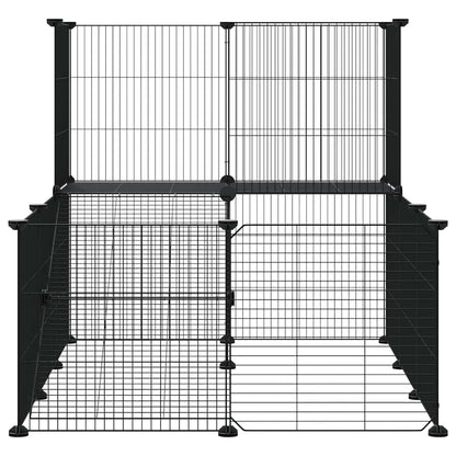 vidaXL 20-Panel Pet Cage with Door Black 105x70x70 cm Steel 5