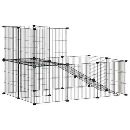 vidaXL 20-Panel Pet Cage with Door Black 105x70x70 cm Steel 6