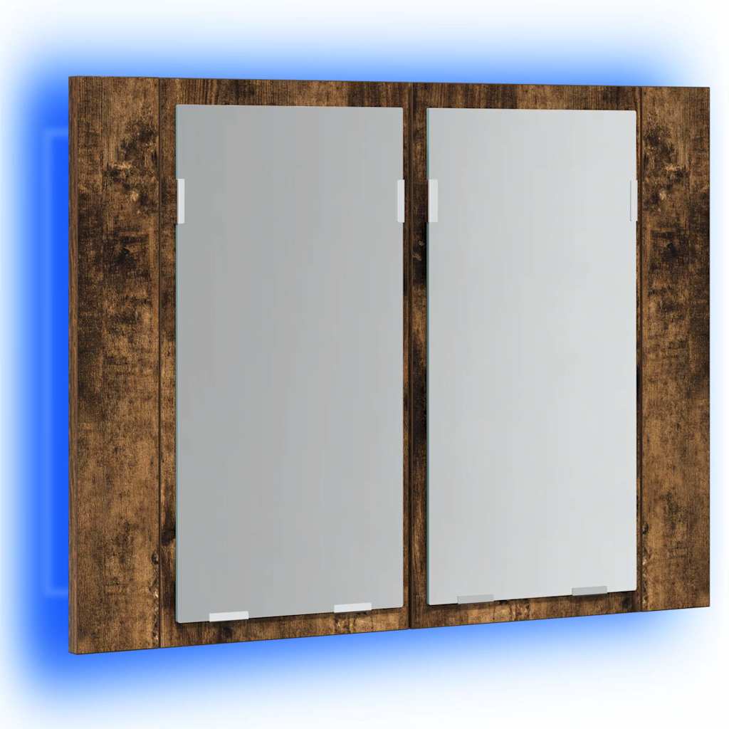 vidaXL LED Mirror Cabinet Smoked Oak 60x12x45 cm Engineered Wood 5