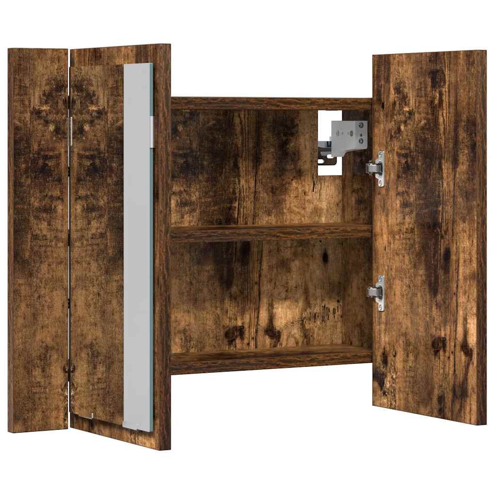 vidaXL LED Mirror Cabinet Smoked Oak 60x12x45 cm Engineered Wood 6