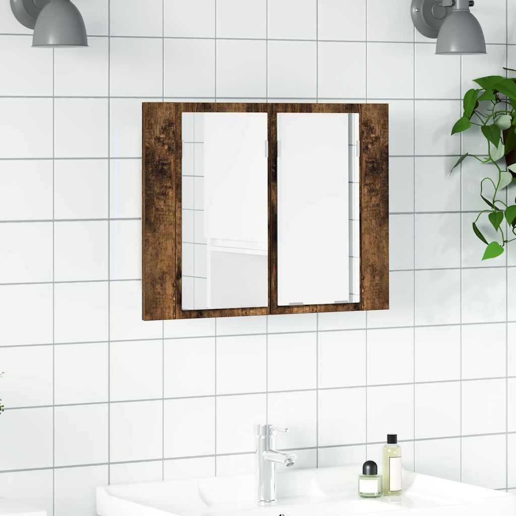 vidaXL LED Mirror Cabinet Smoked Oak 60x12x45 cm Engineered Wood 1