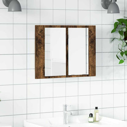 vidaXL LED Mirror Cabinet Smoked Oak 60x12x45 cm Engineered Wood 1