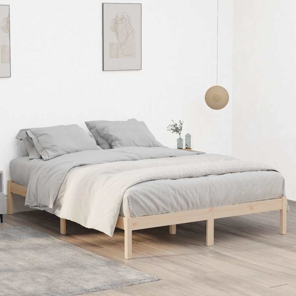 vidaXL Bed Frame without Mattress 193x203 cm Solid Wood Pine King 3