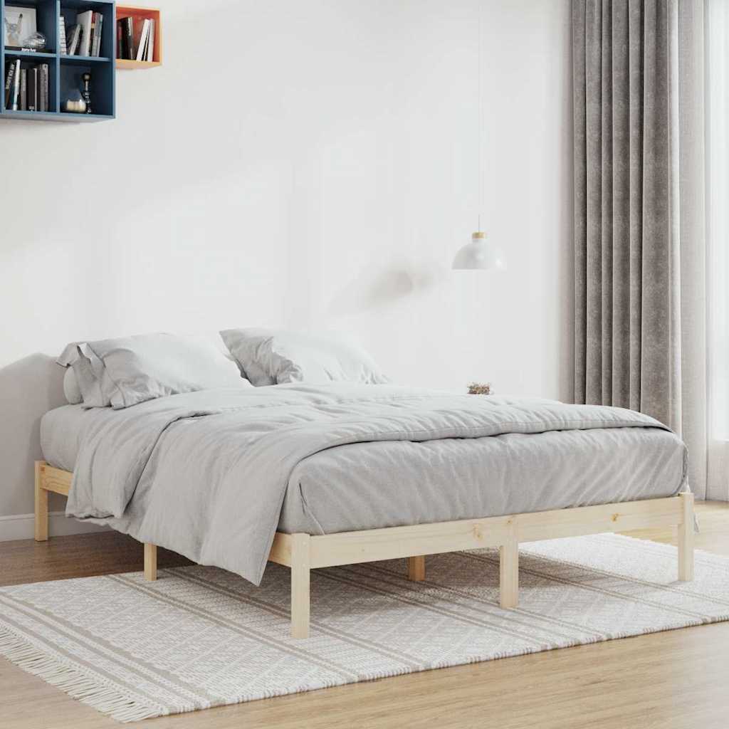 vidaXL Bed Frame without Mattress 193x203 cm Solid Wood Pine King 1