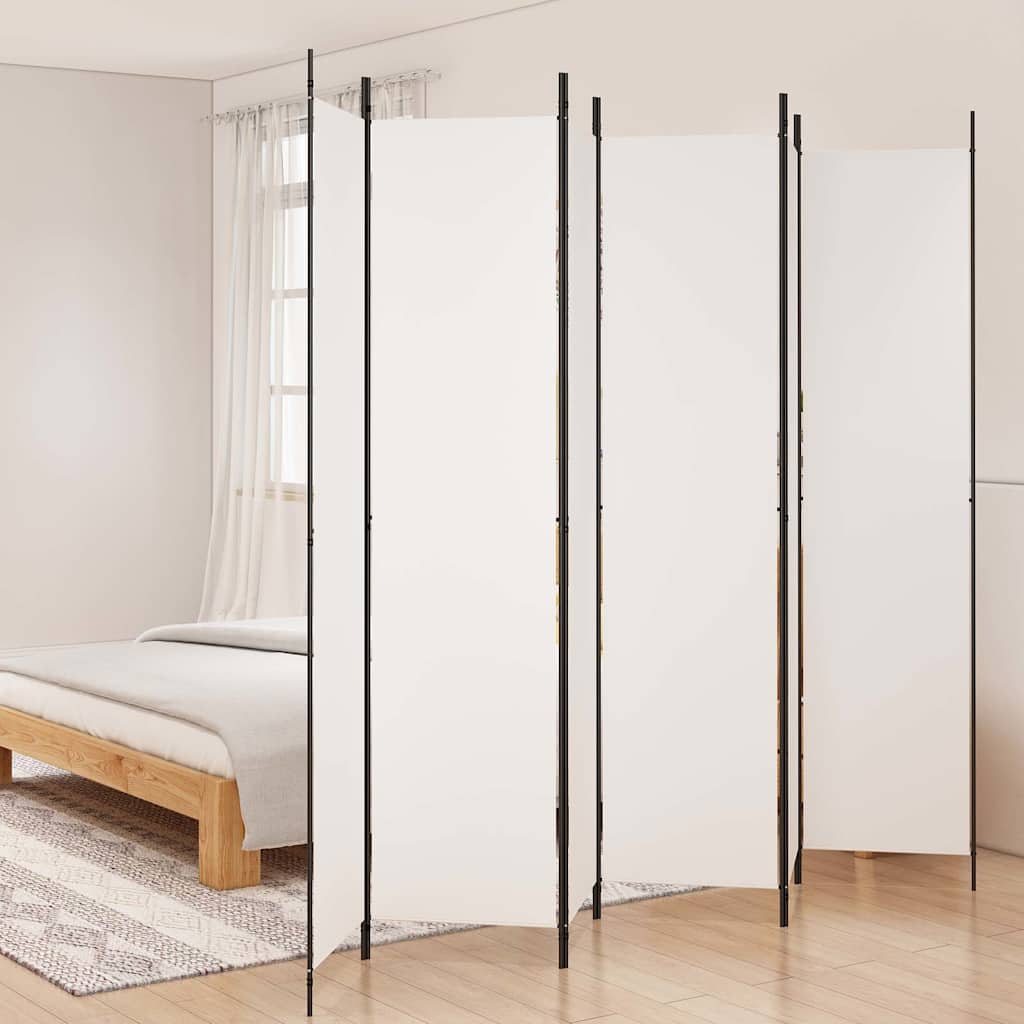 vidaXL 6-Panel Room Divider White 300x220 cm Fabric 1