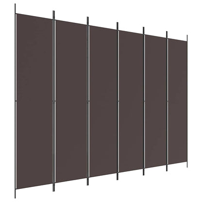 6-Panel Room Divider Fabric Brown