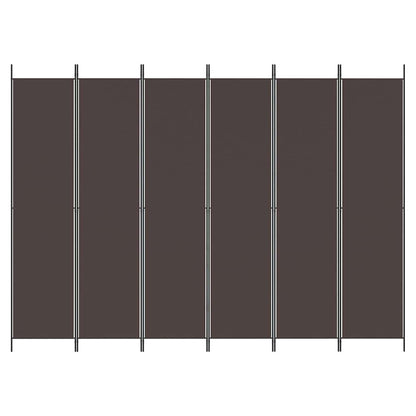6-Panel Room Divider Fabric Brown