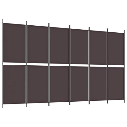 vidaXL 6-Panel Room Divider Brown 300x180 cm Fabric 2