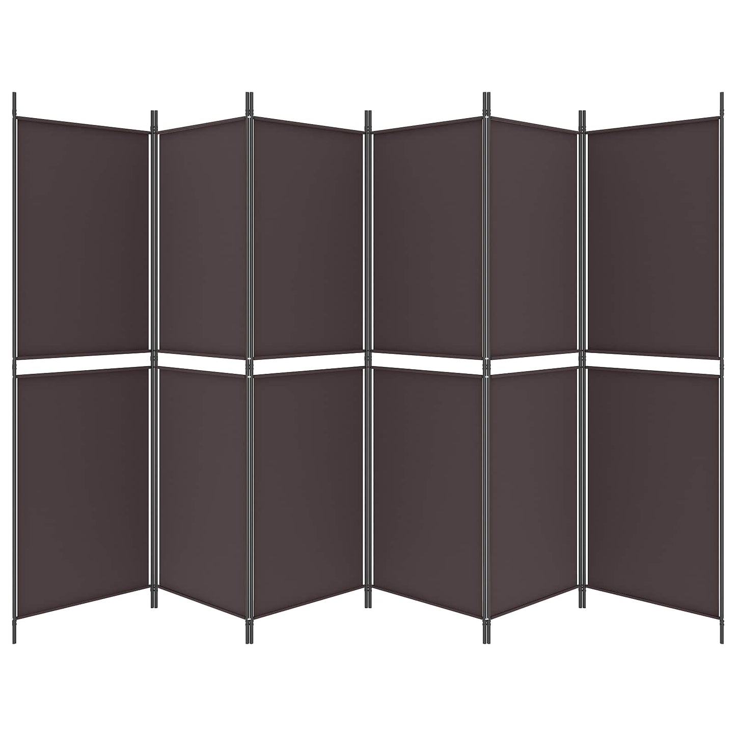 vidaXL 6-Panel Room Divider Brown 300x180 cm Fabric 3